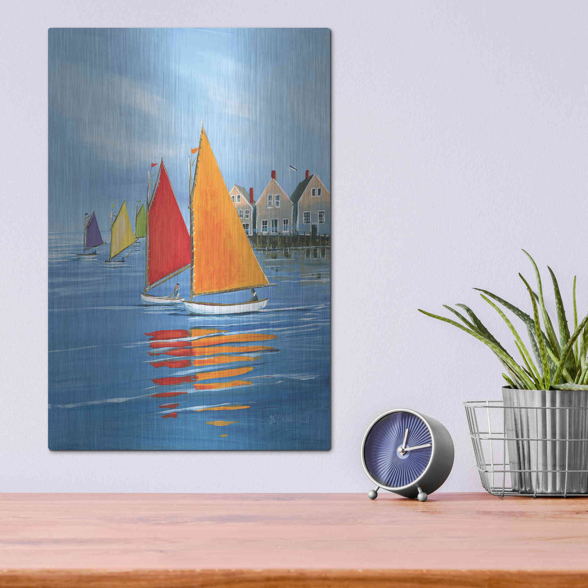 Luxe Metal Art  'Mariner’s Landing'  by Sally Caldwell Fisher, Metal Wall Art,12x16
