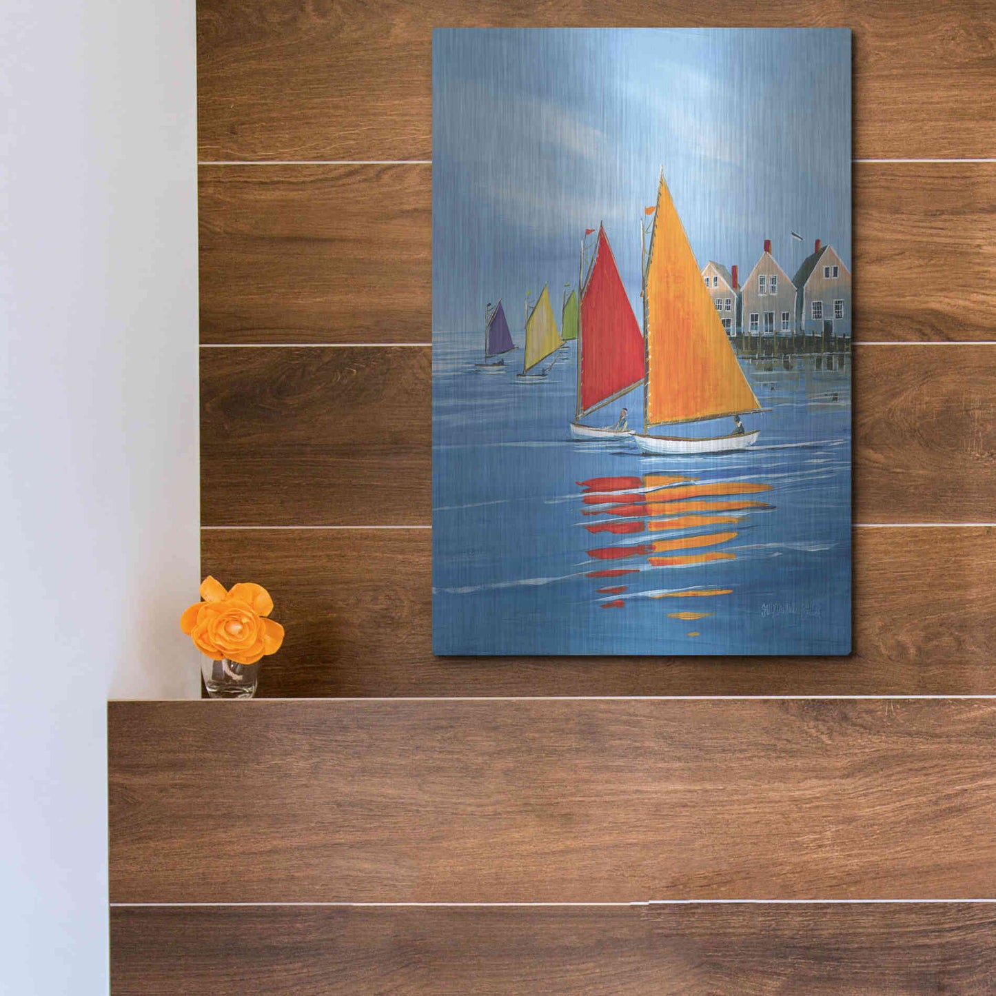 Luxe Metal Art  'Mariner’s Landing'  by Sally Caldwell Fisher, Metal Wall Art,12x16