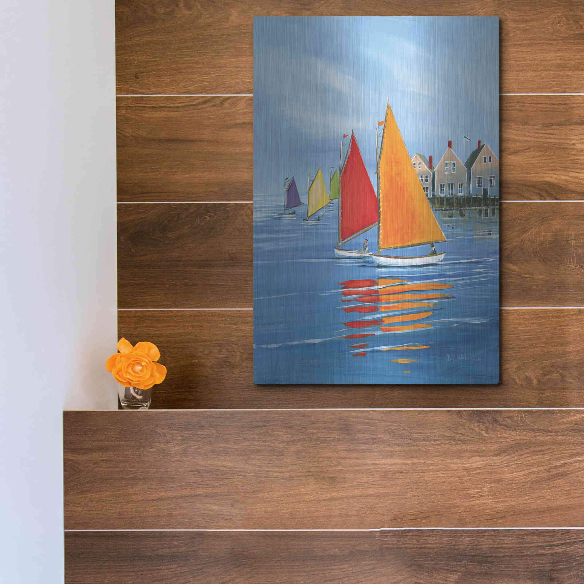 Luxe Metal Art  'Mariner’s Landing'  by Sally Caldwell Fisher, Metal Wall Art,12x16