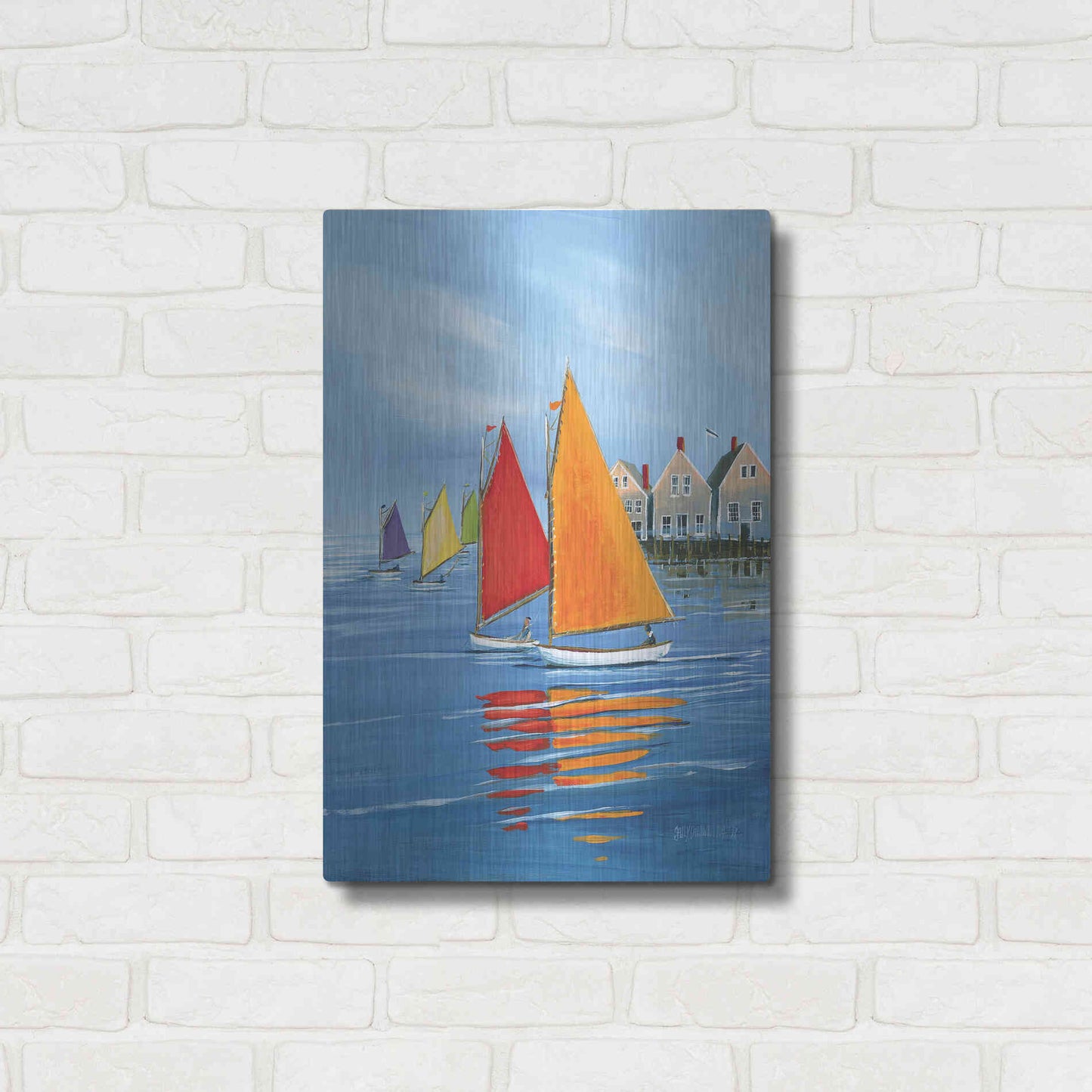 Luxe Metal Art  'Mariner’s Landing'  by Sally Caldwell Fisher, Metal Wall Art,16x24