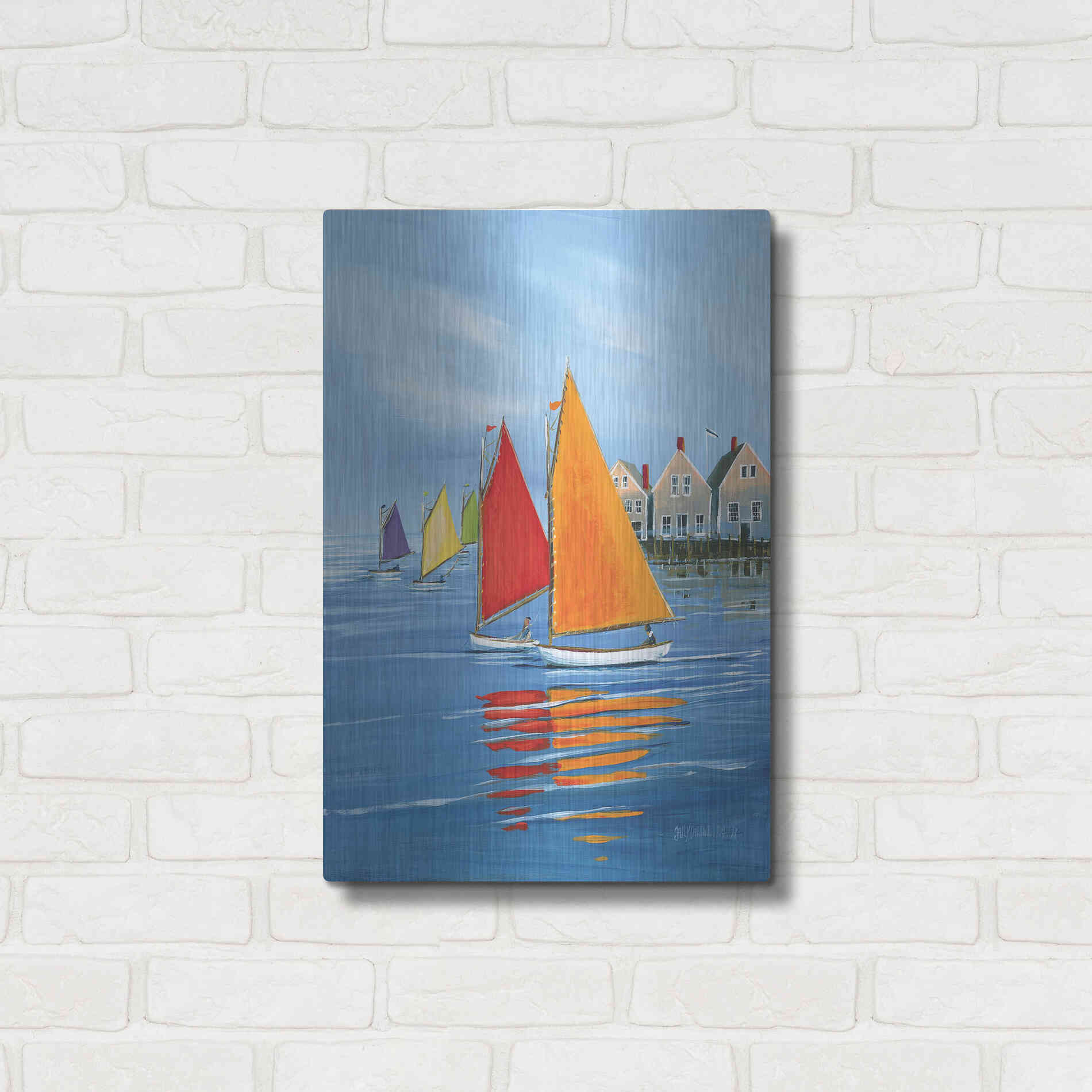 Luxe Metal Art  'Mariner’s Landing'  by Sally Caldwell Fisher, Metal Wall Art,16x24