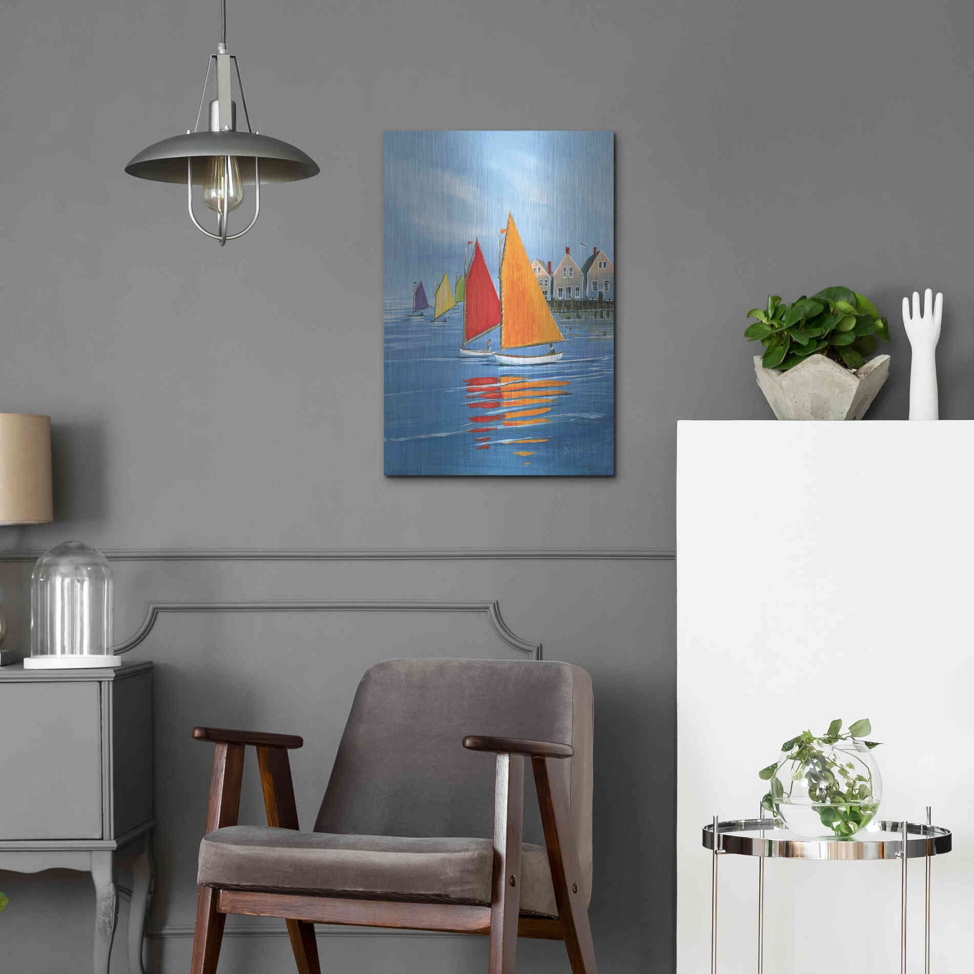 Luxe Metal Art  'Mariner’s Landing'  by Sally Caldwell Fisher, Metal Wall Art,16x24