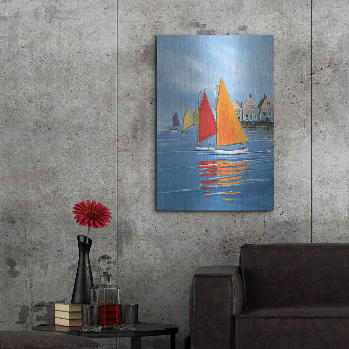 Luxe Metal Art  'Mariner’s Landing'  by Sally Caldwell Fisher, Metal Wall Art,24x36