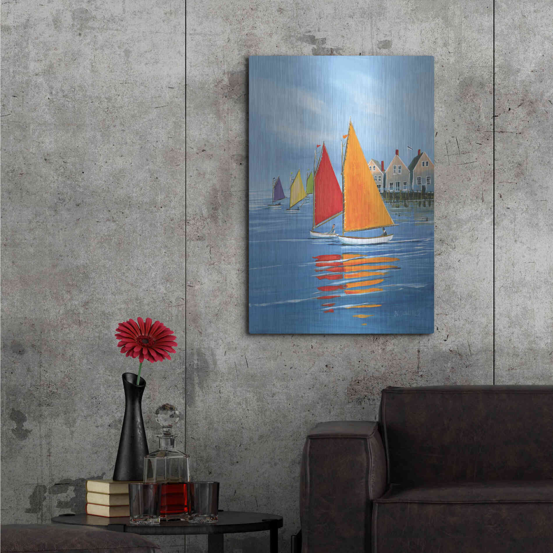 Luxe Metal Art  'Mariner’s Landing'  by Sally Caldwell Fisher, Metal Wall Art,24x36