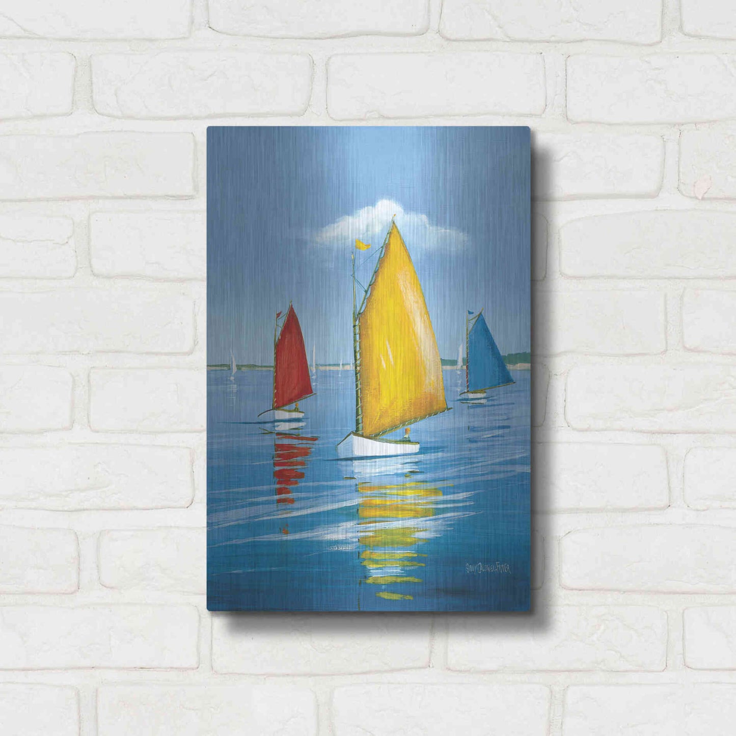 Luxe Metal Art  'Newport Regatta'  by Sally Caldwell Fisher, Metal Wall Art,12x16