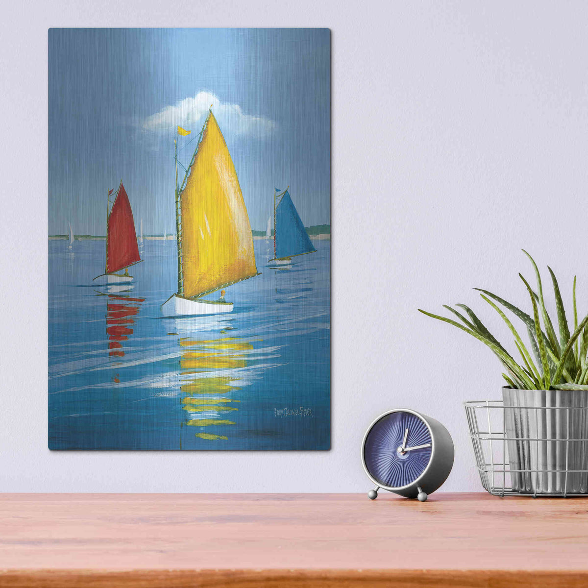 Luxe Metal Art  'Newport Regatta'  by Sally Caldwell Fisher, Metal Wall Art,12x16