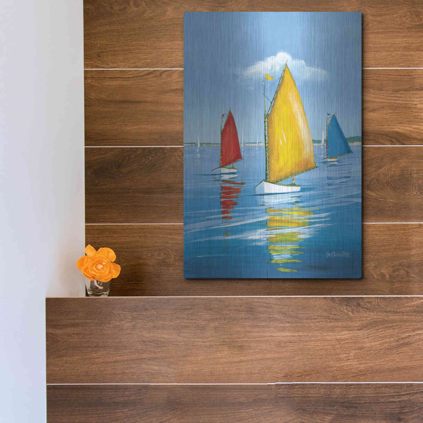 Luxe Metal Art  'Newport Regatta'  by Sally Caldwell Fisher, Metal Wall Art,12x16