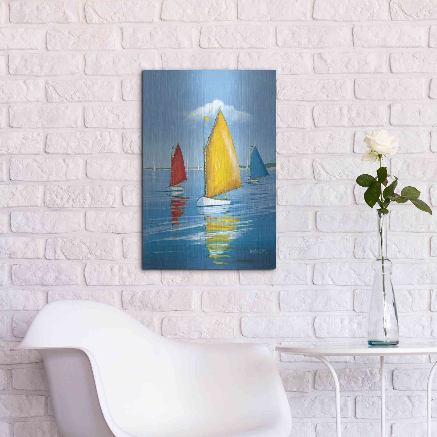 Luxe Metal Art  'Newport Regatta'  by Sally Caldwell Fisher, Metal Wall Art,16x24