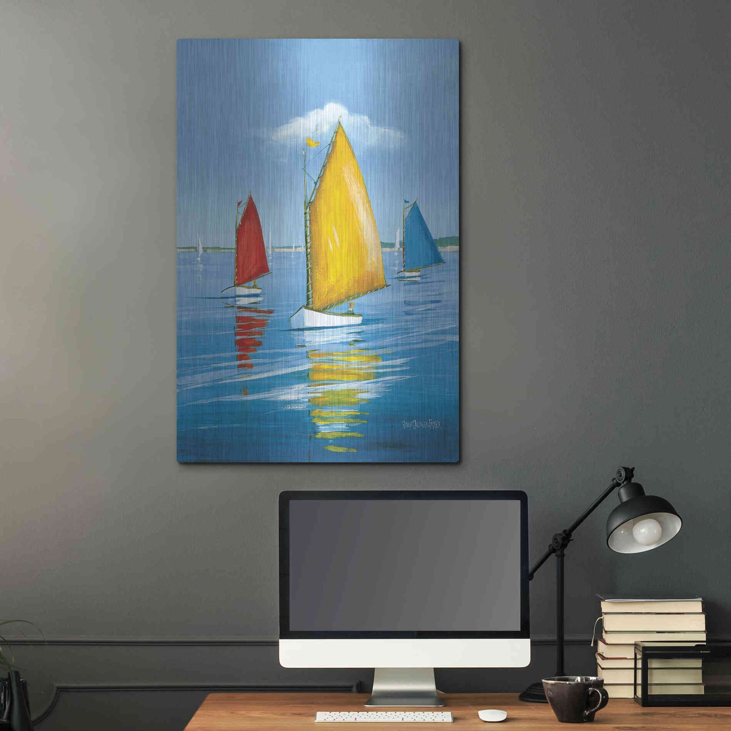 Luxe Metal Art  'Newport Regatta'  by Sally Caldwell Fisher, Metal Wall Art,24x36