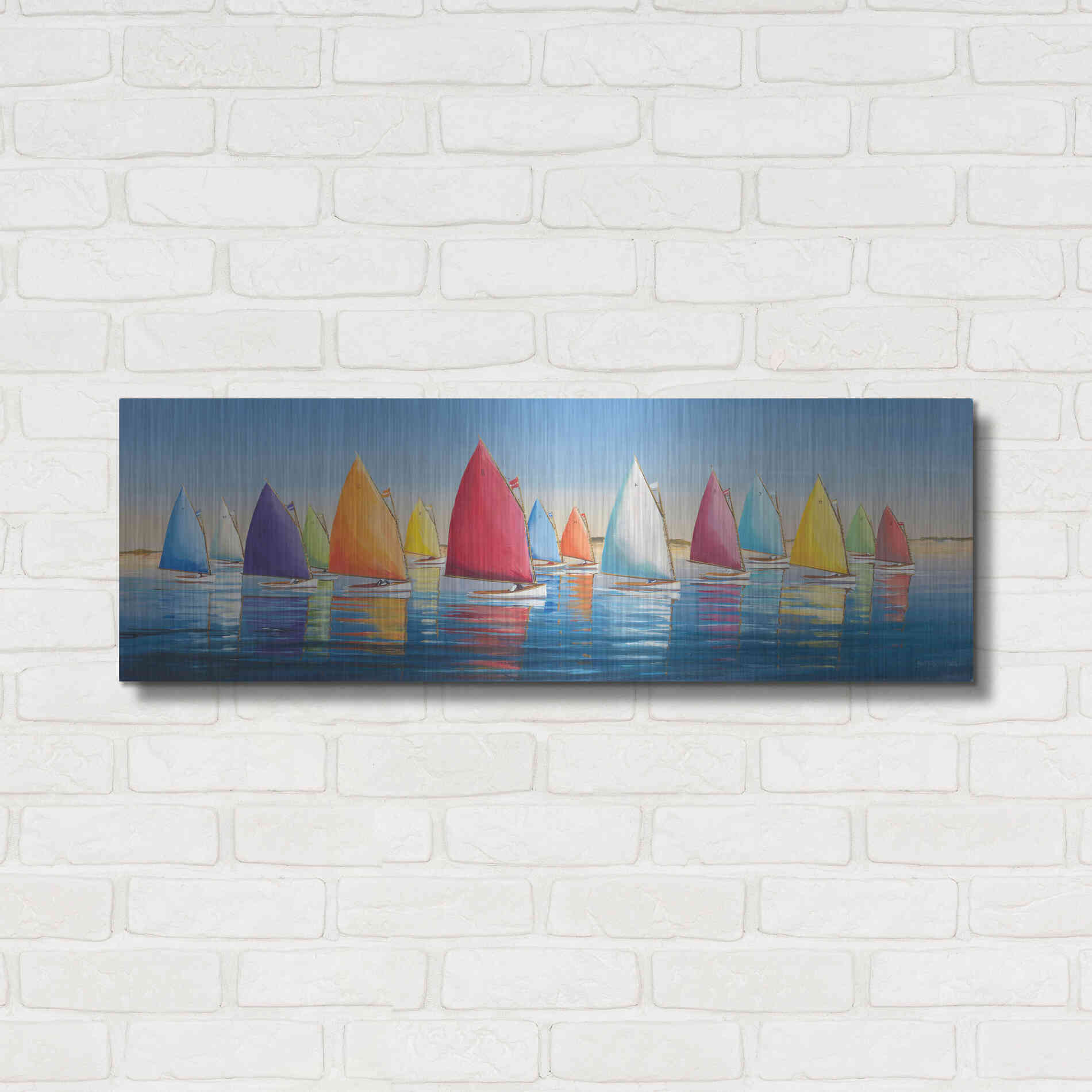 Luxe Metal Art  'Flying Colors'  by Sally Caldwell Fisher, Metal Wall Art,36x12