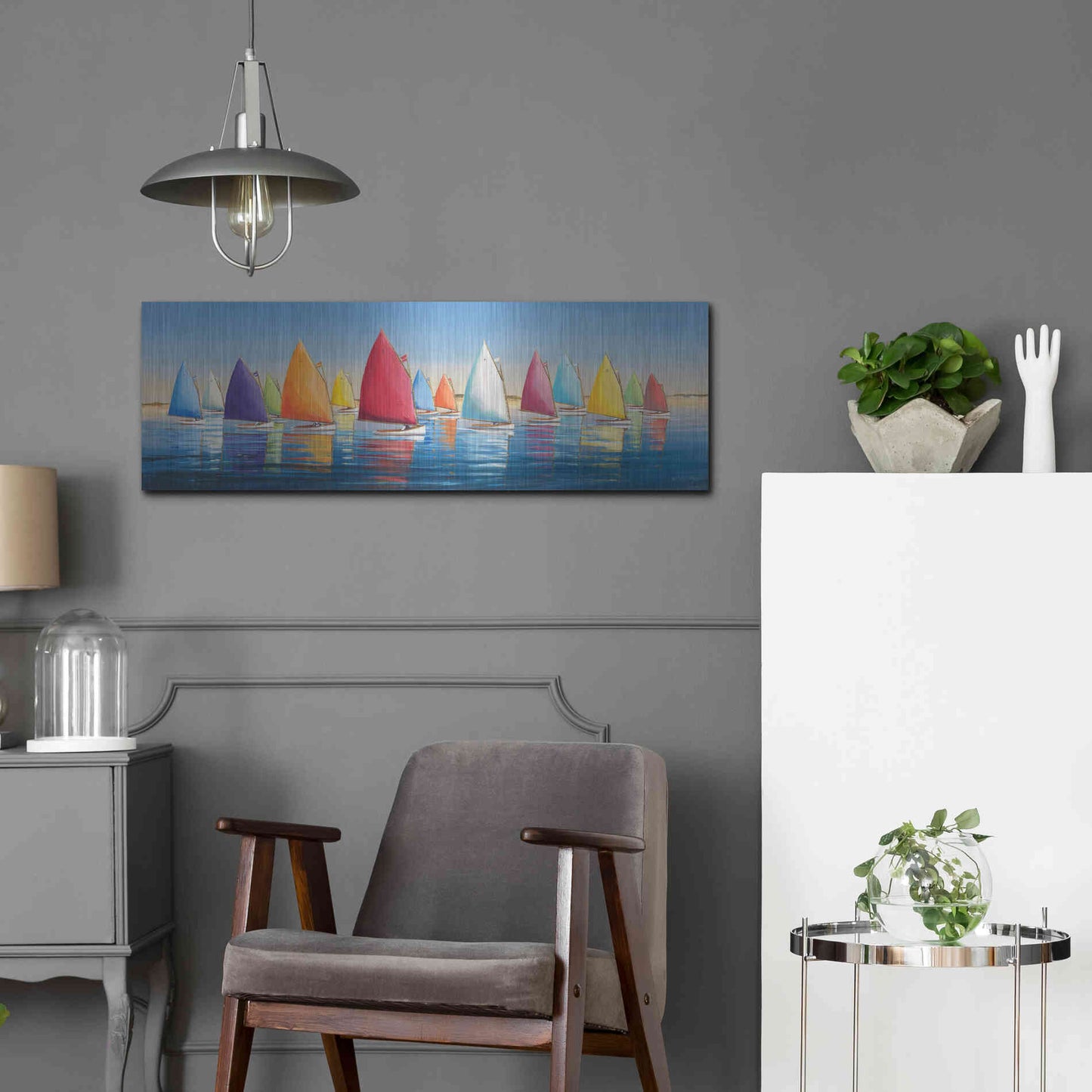 Luxe Metal Art  'Flying Colors'  by Sally Caldwell Fisher, Metal Wall Art,36x12