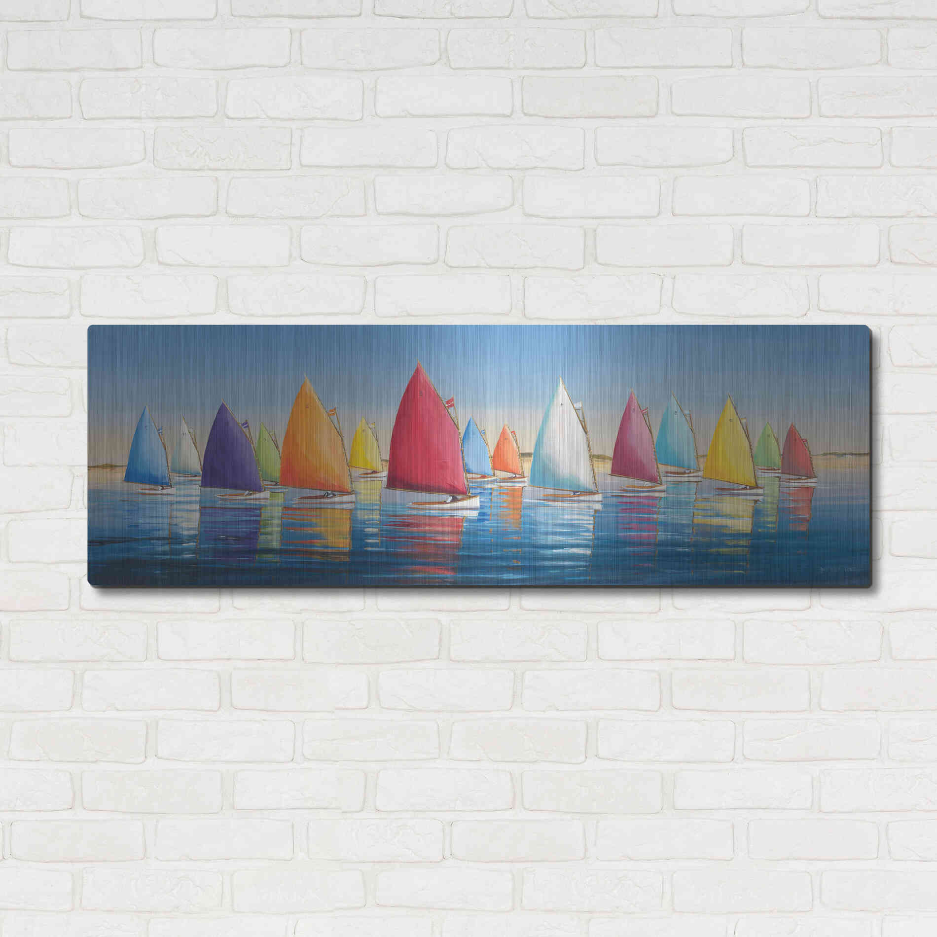 Luxe Metal Art  'Flying Colors'  by Sally Caldwell Fisher, Metal Wall Art,48x16