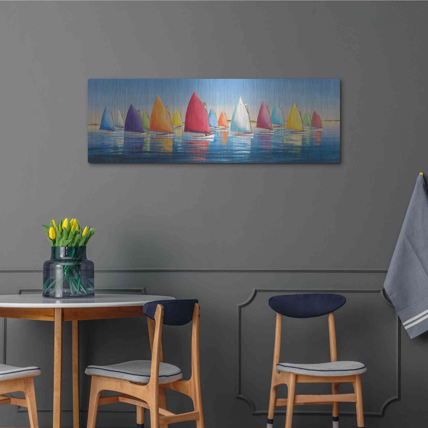 Luxe Metal Art  'Flying Colors'  by Sally Caldwell Fisher, Metal Wall Art,48x16