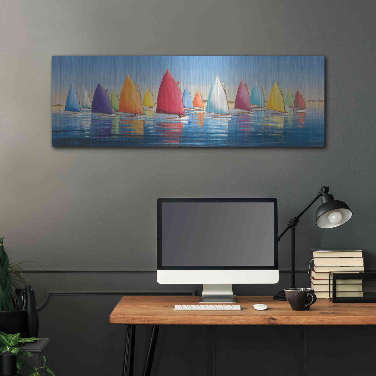 Luxe Metal Art  'Flying Colors'  by Sally Caldwell Fisher, Metal Wall Art,48x16