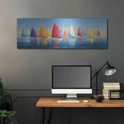 Luxe Metal Art  'Flying Colors'  by Sally Caldwell Fisher, Metal Wall Art,48x16