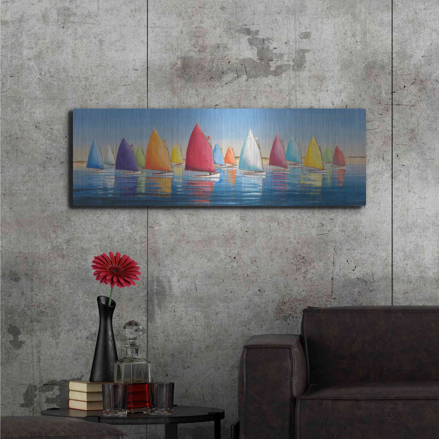 Luxe Metal Art  'Flying Colors'  by Sally Caldwell Fisher, Metal Wall Art,48x16