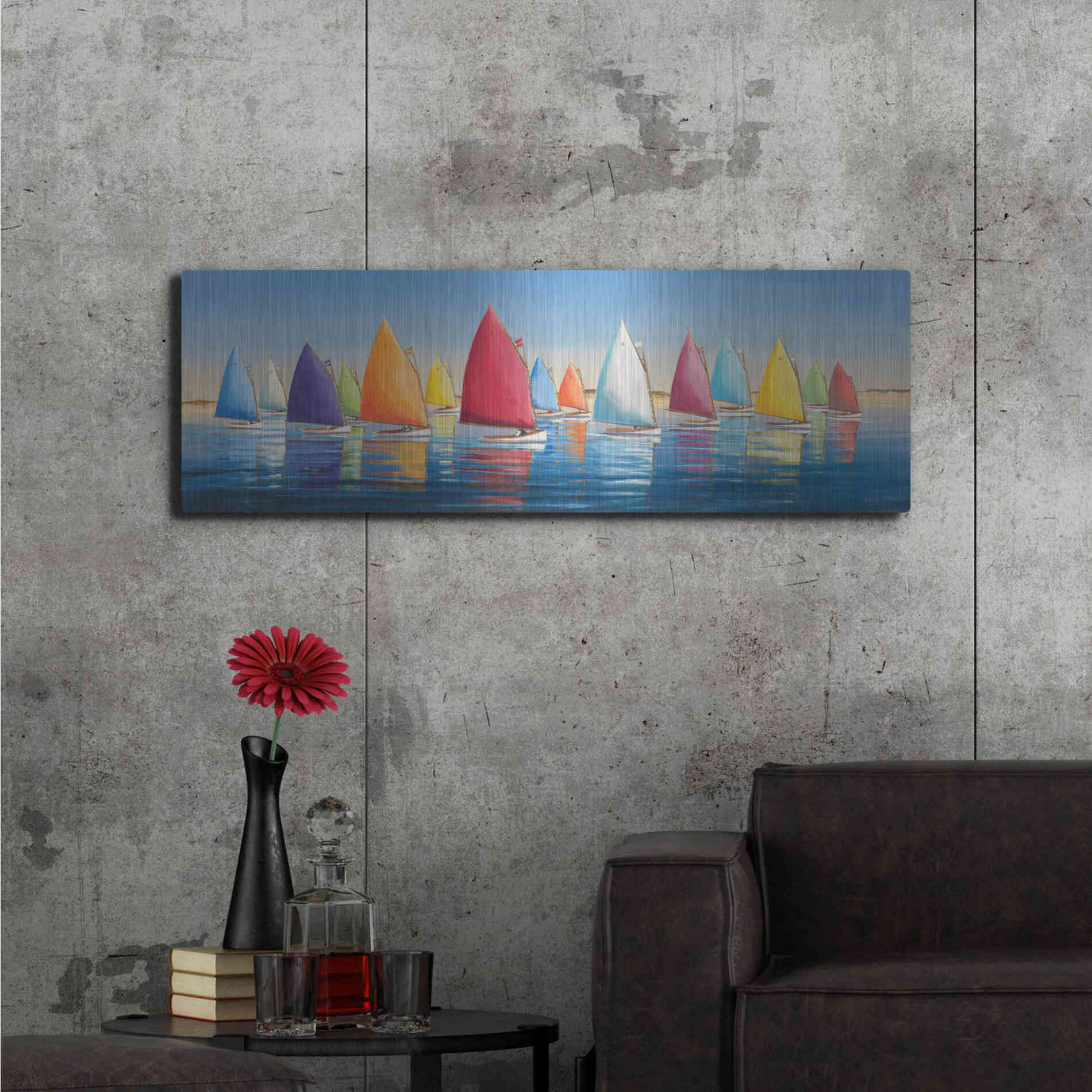 Luxe Metal Art  'Flying Colors'  by Sally Caldwell Fisher, Metal Wall Art,48x16