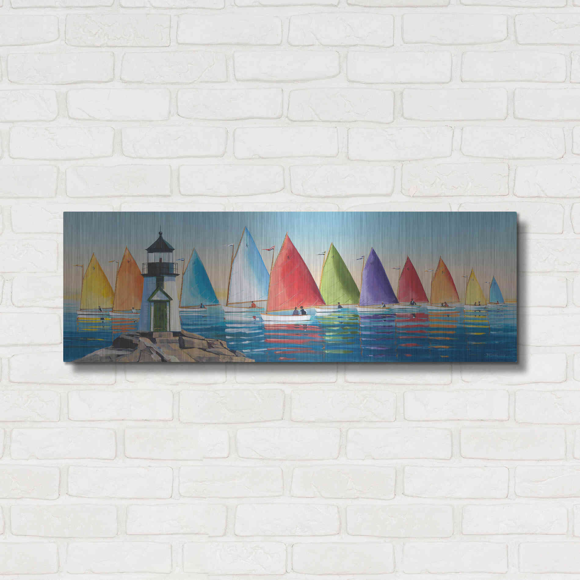 Luxe Metal Art  'After the Races'  by Sally Caldwell Fisher, Metal Wall Art,36x12