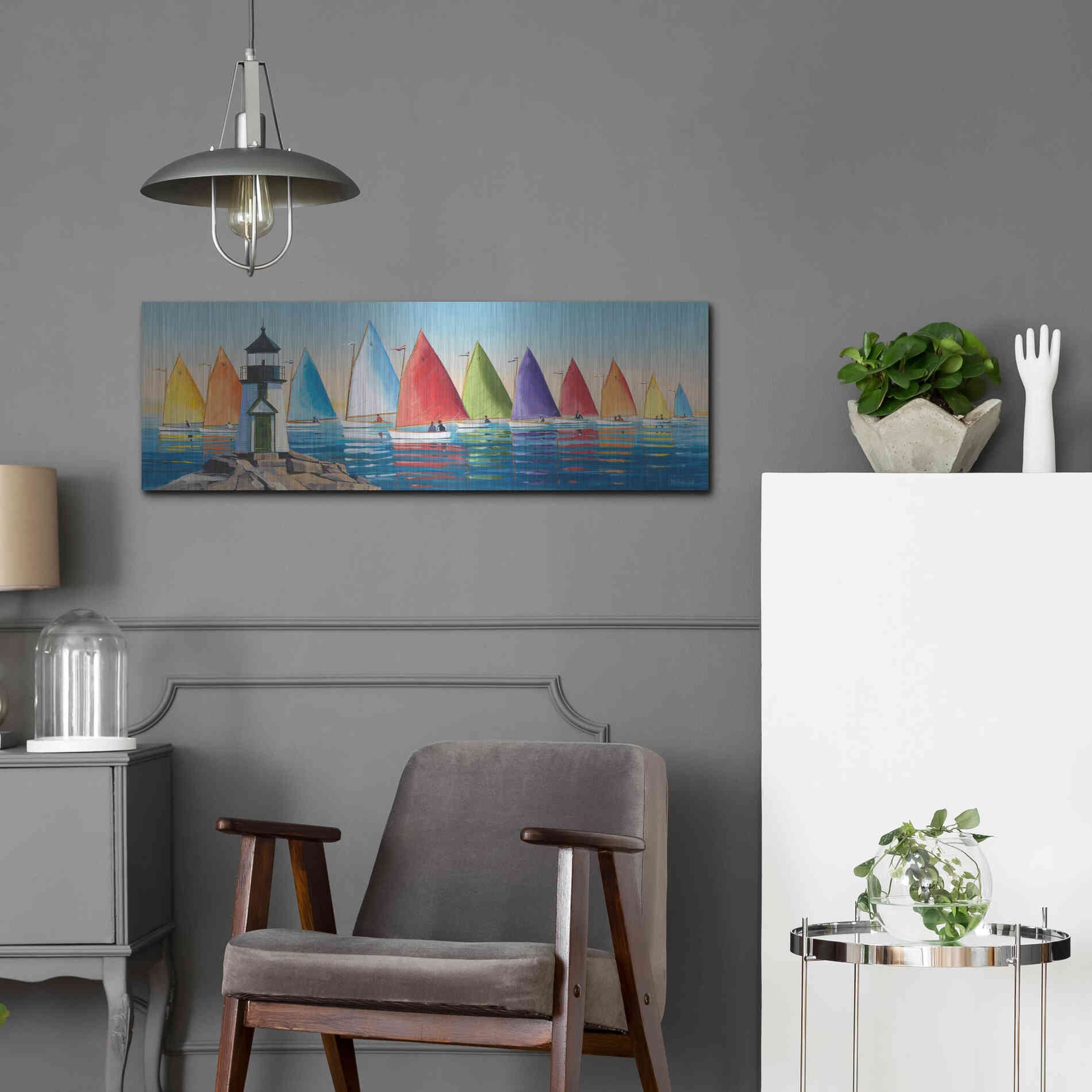 Luxe Metal Art  'After the Races'  by Sally Caldwell Fisher, Metal Wall Art,36x12