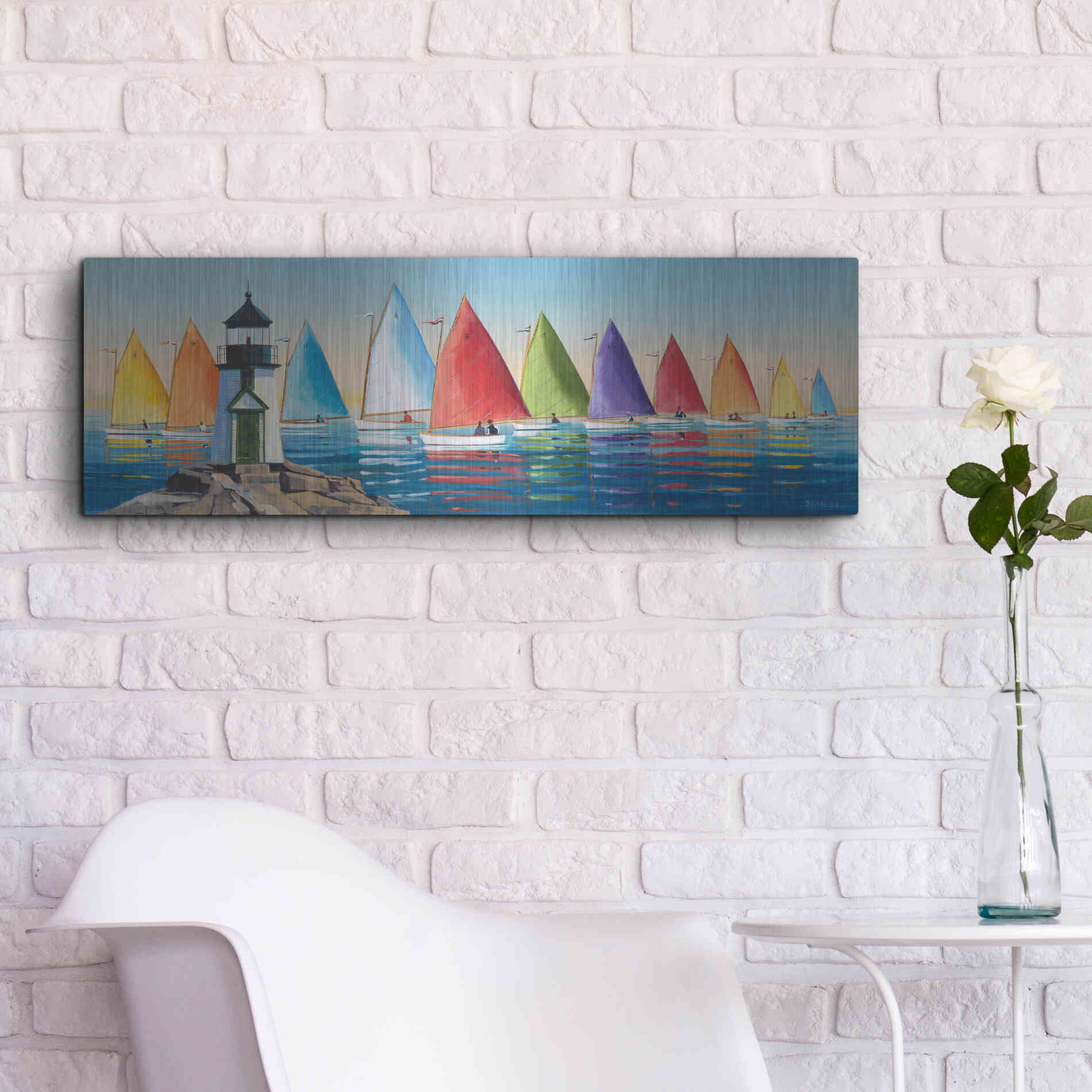 Luxe Metal Art  'After the Races'  by Sally Caldwell Fisher, Metal Wall Art,36x12