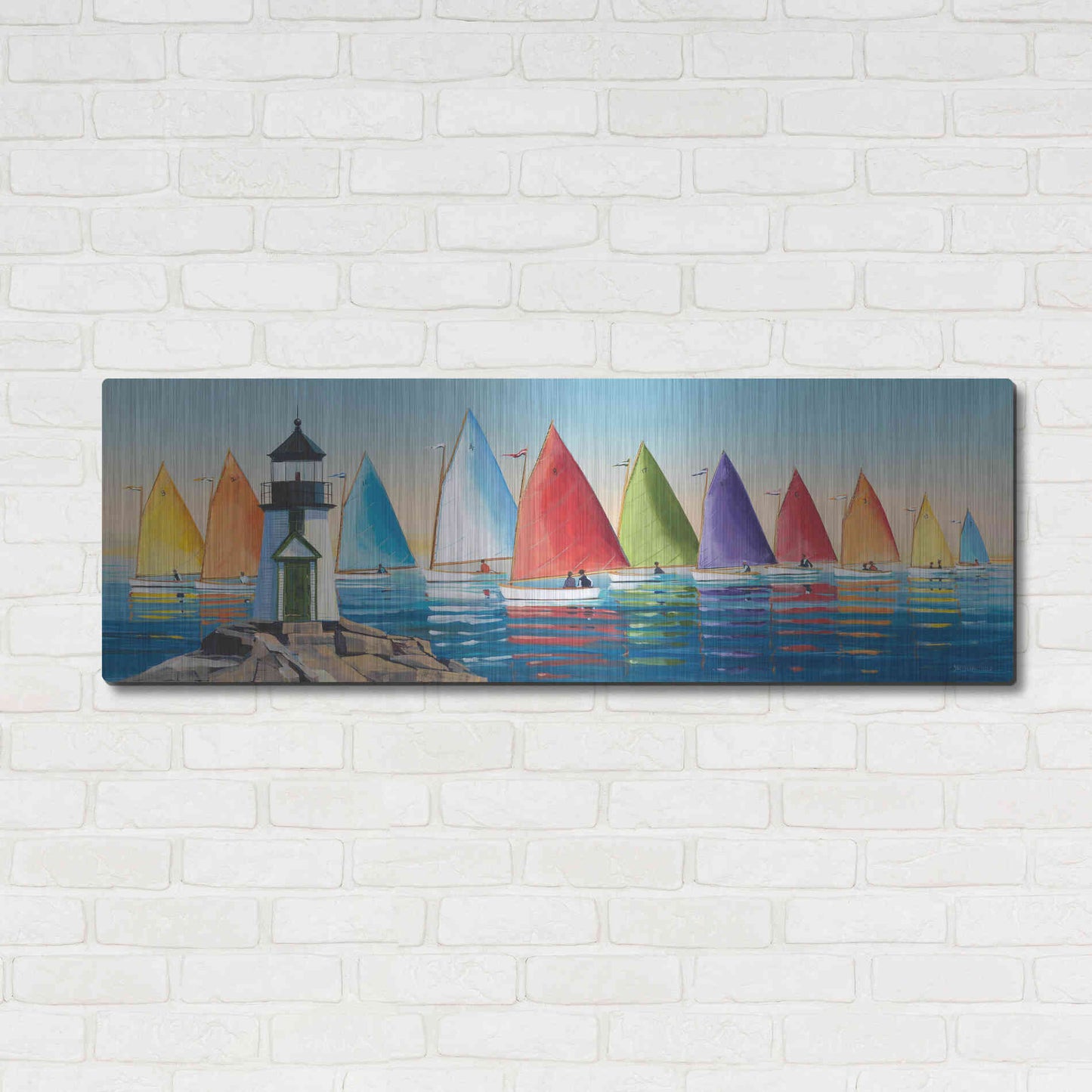 Luxe Metal Art  'After the Races'  by Sally Caldwell Fisher, Metal Wall Art,48x16