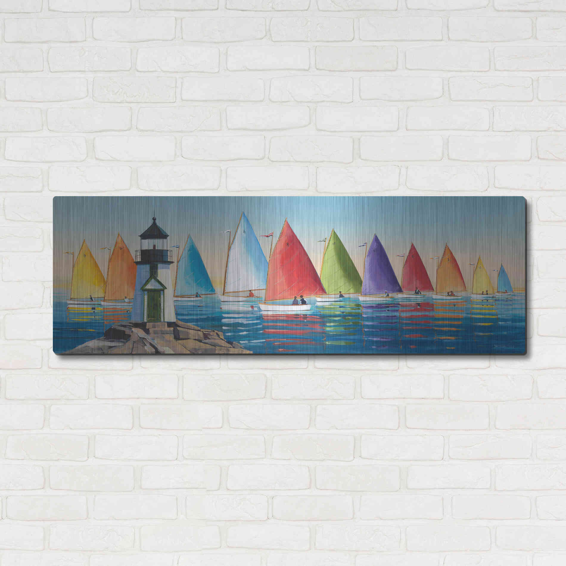 Luxe Metal Art  'After the Races'  by Sally Caldwell Fisher, Metal Wall Art,48x16