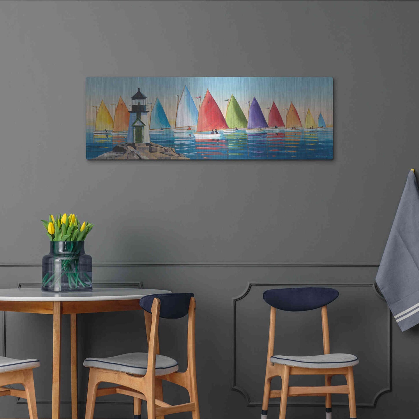 Luxe Metal Art  'After the Races'  by Sally Caldwell Fisher, Metal Wall Art,48x16