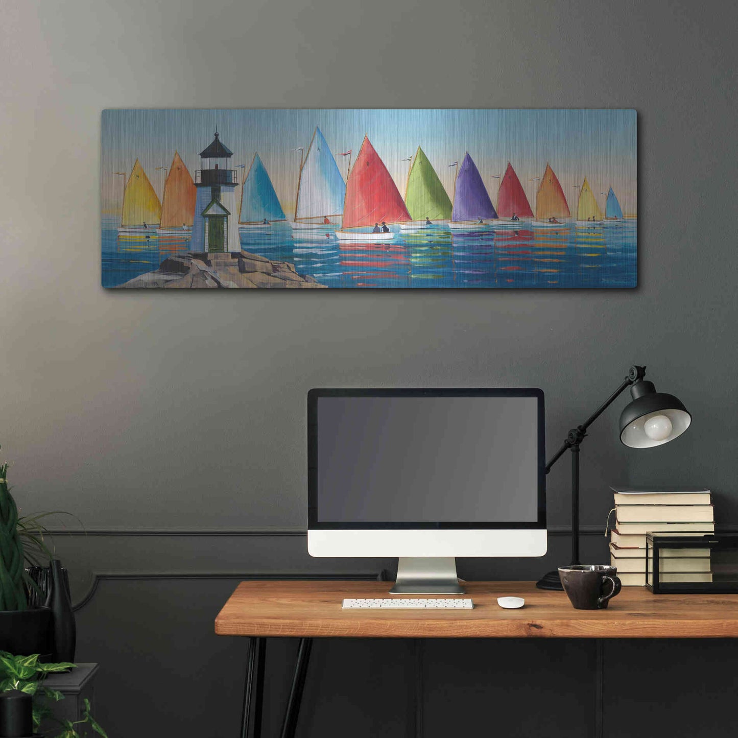 Luxe Metal Art  'After the Races'  by Sally Caldwell Fisher, Metal Wall Art,48x16