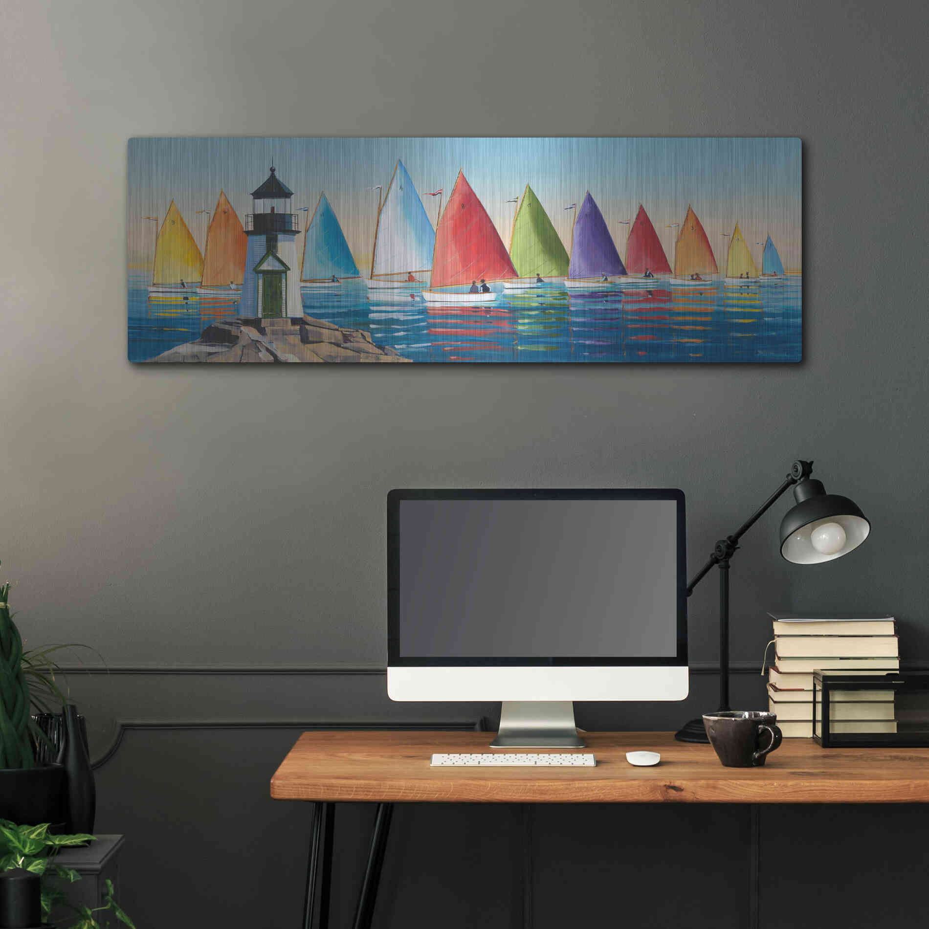 Luxe Metal Art  'After the Races'  by Sally Caldwell Fisher, Metal Wall Art,48x16