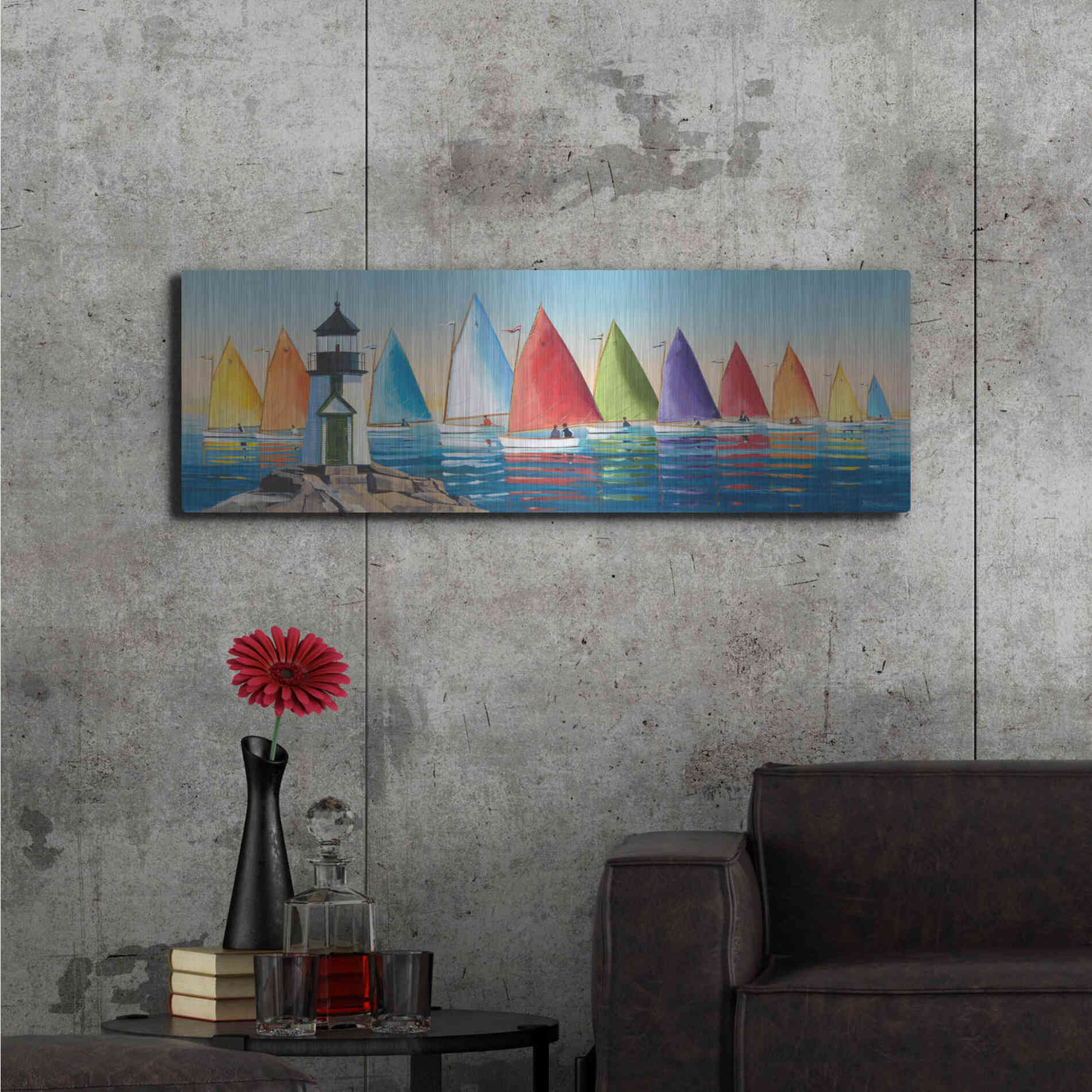 Luxe Metal Art  'After the Races'  by Sally Caldwell Fisher, Metal Wall Art,48x16