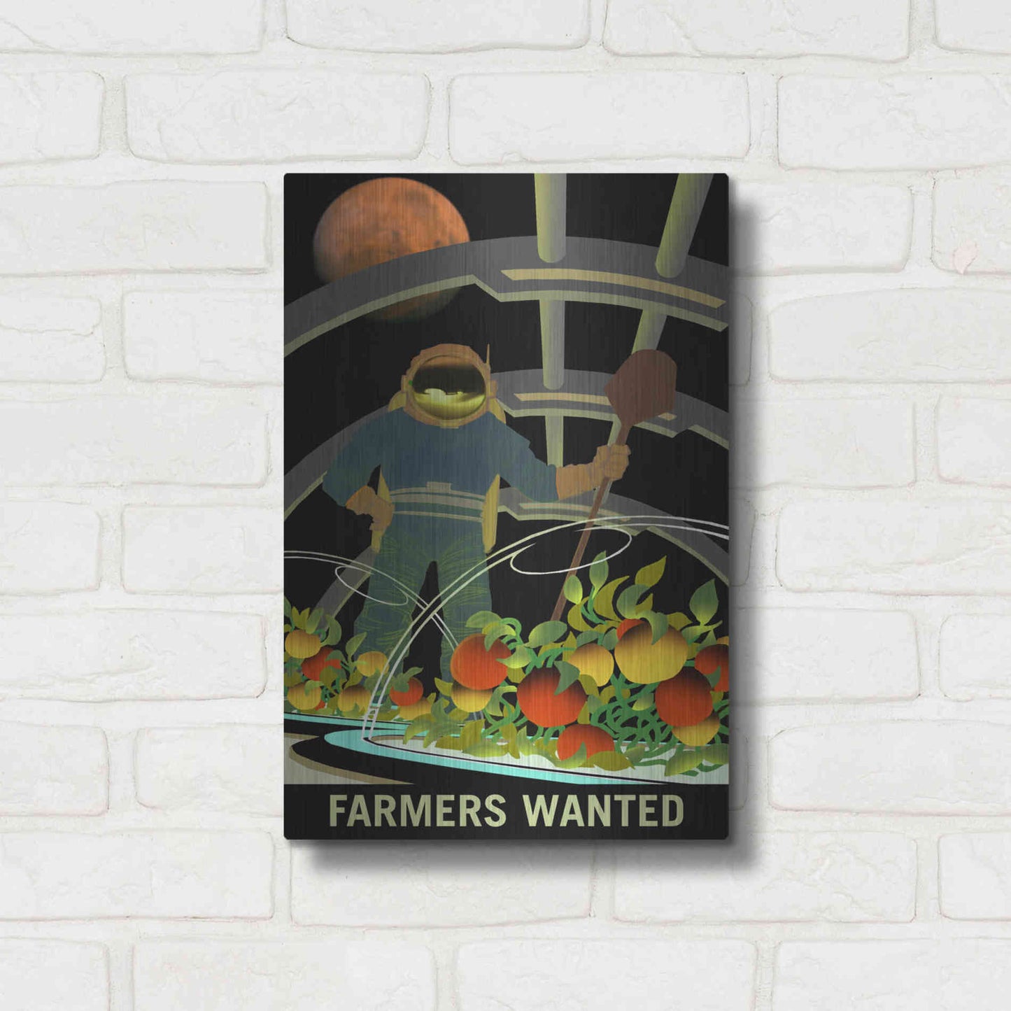 Luxe Metal Art 'Mars Explorer Series: Farmers Wanted' Metal Wall Art,12x16