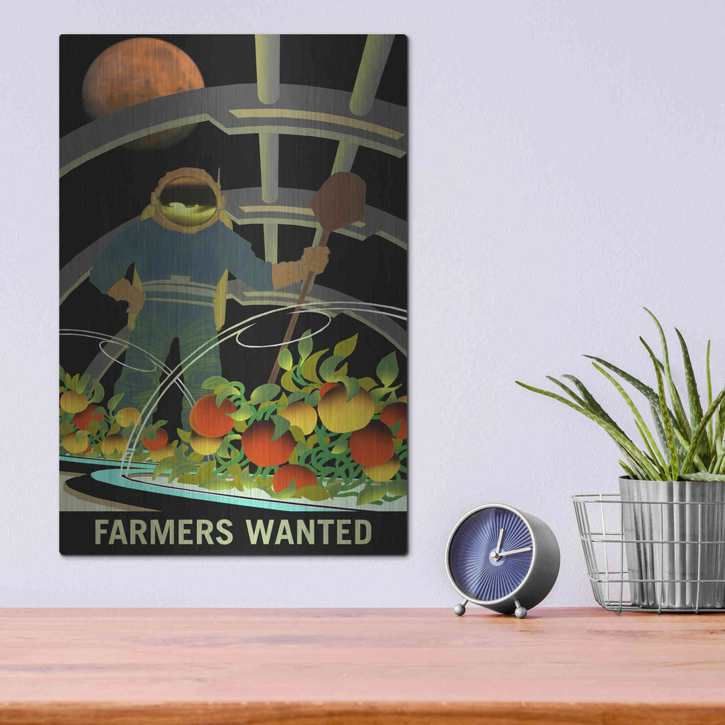 Luxe Metal Art 'Mars Explorer Series: Farmers Wanted' Metal Wall Art,12x16