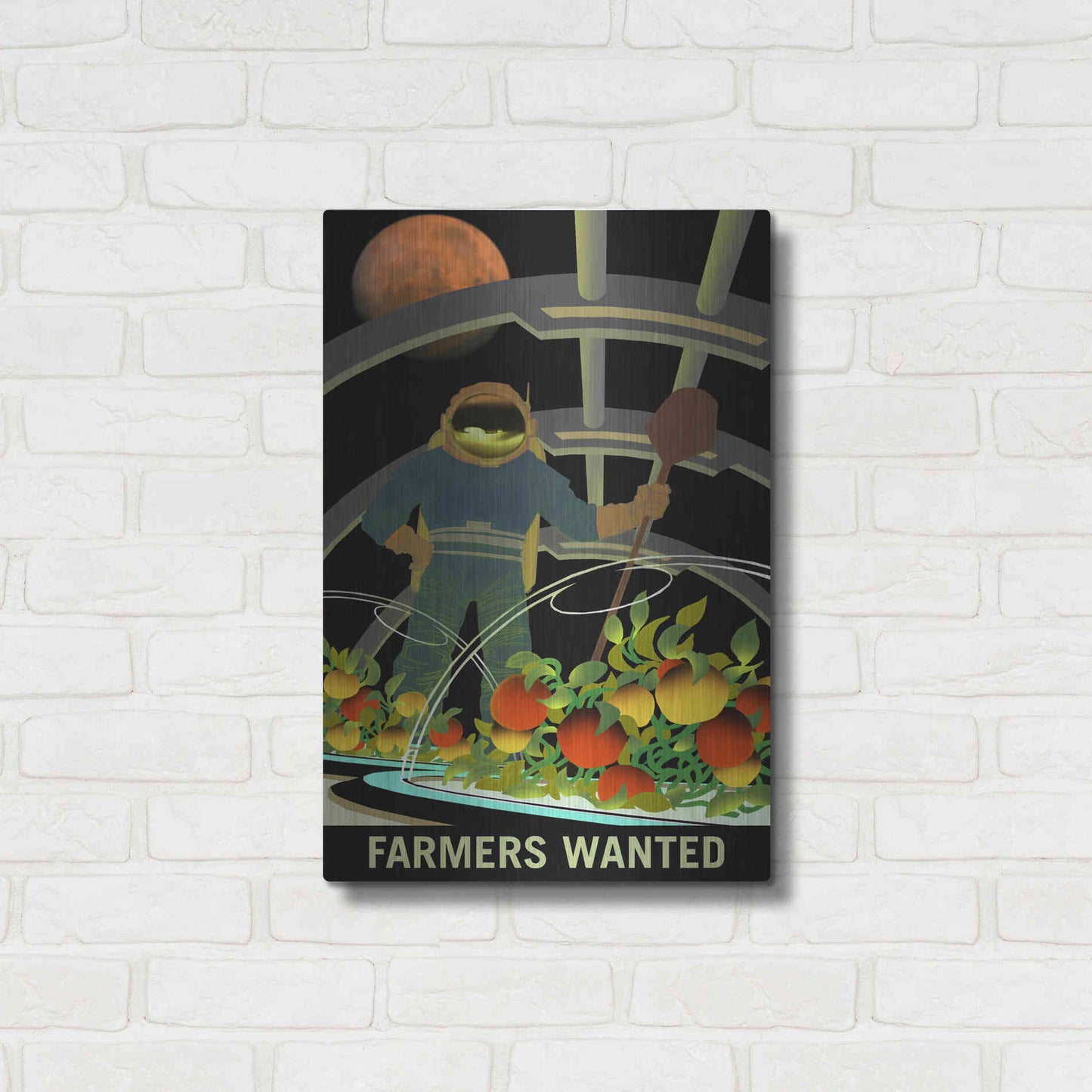 Luxe Metal Art 'Mars Explorer Series: Farmers Wanted' Metal Wall Art,16x24