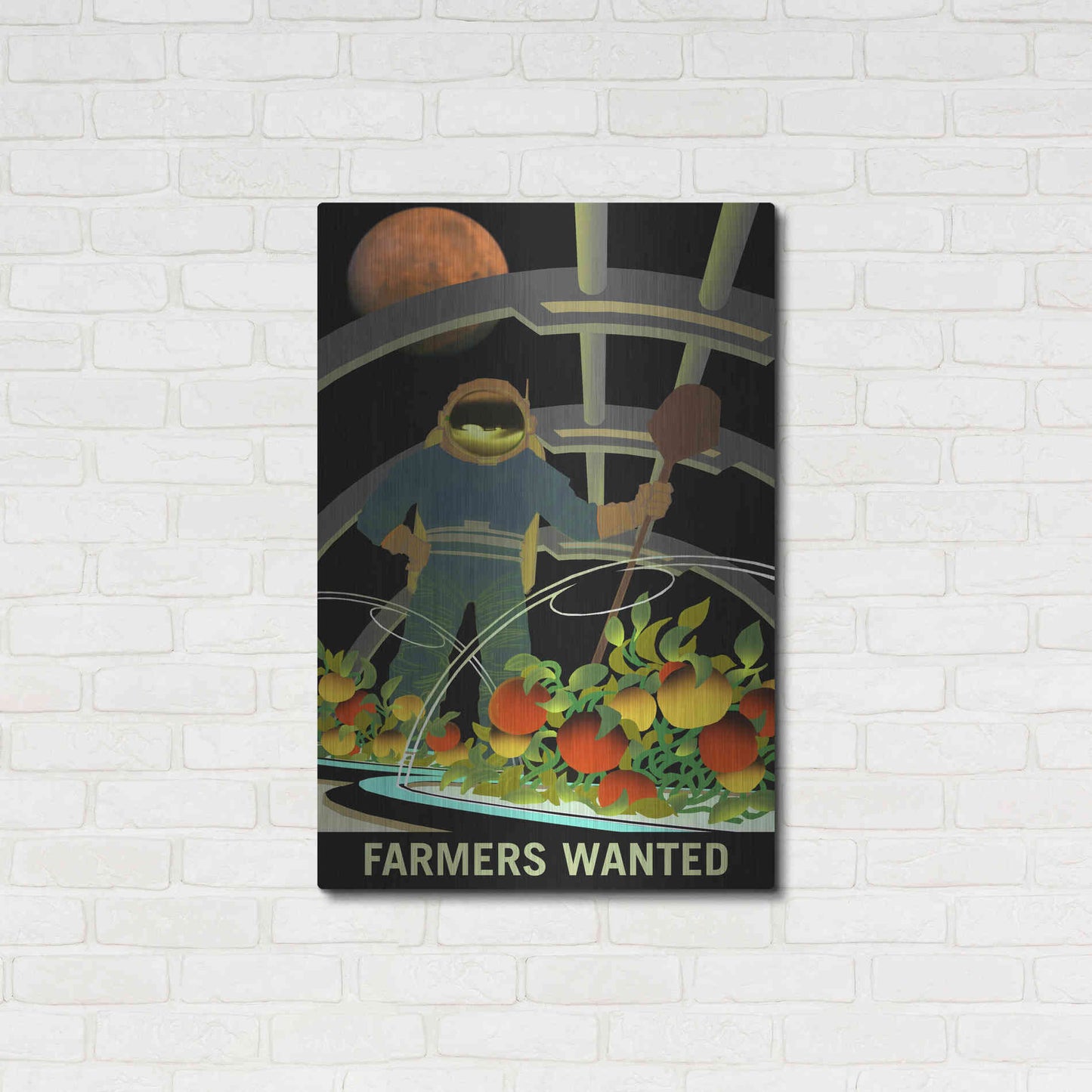Luxe Metal Art 'Mars Explorer Series: Farmers Wanted' Metal Wall Art,24x36