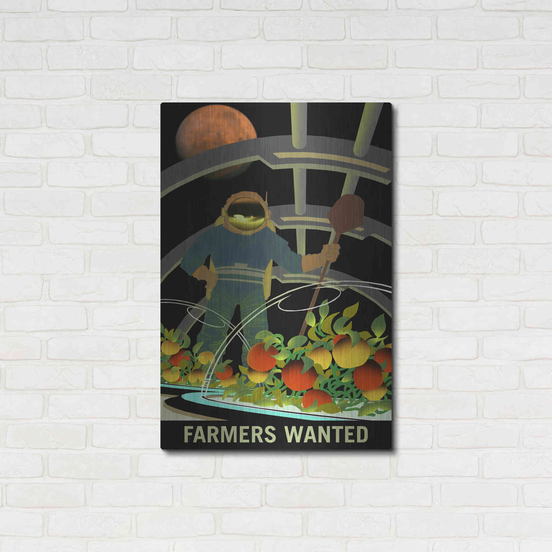 Luxe Metal Art 'Mars Explorer Series: Farmers Wanted' Metal Wall Art,24x36