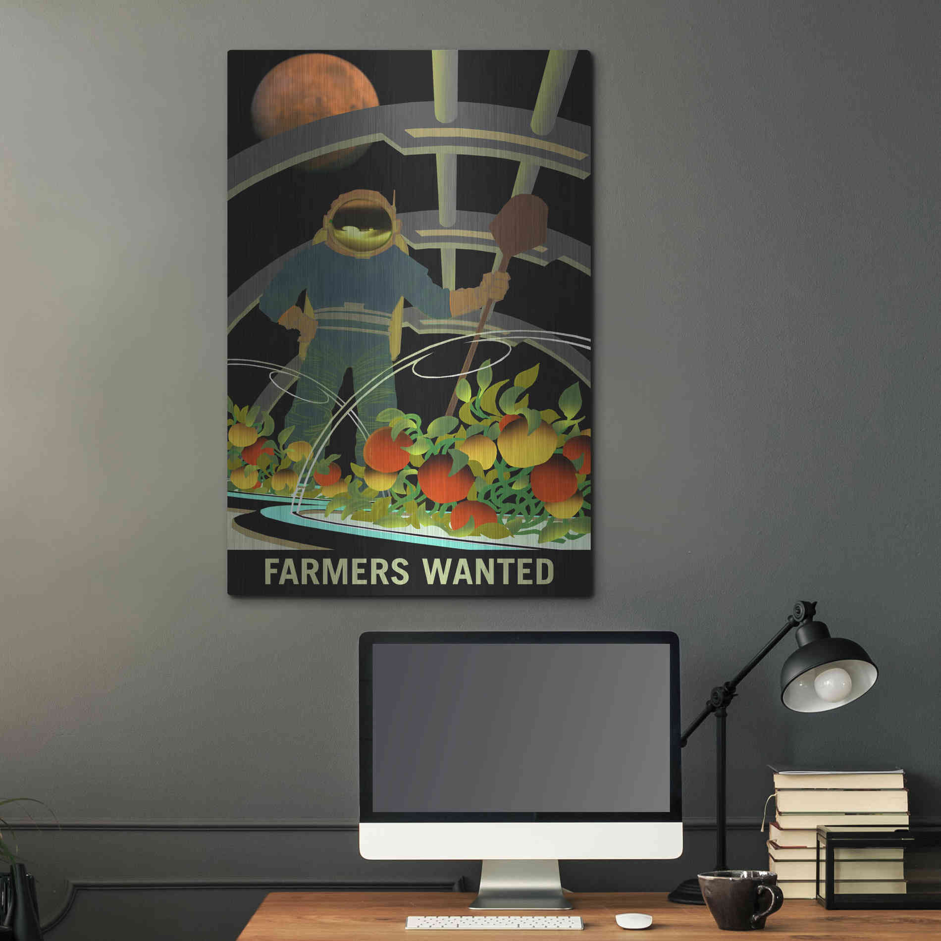 Luxe Metal Art 'Mars Explorer Series: Farmers Wanted' Metal Wall Art,24x36