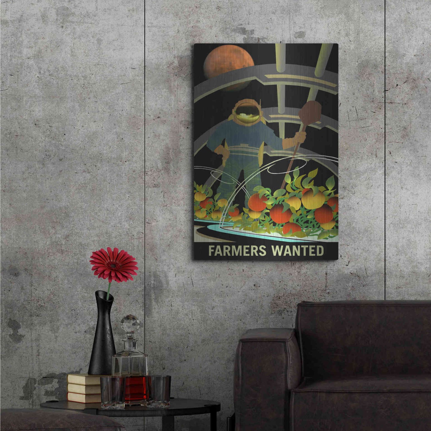 Luxe Metal Art 'Mars Explorer Series: Farmers Wanted' Metal Wall Art,24x36