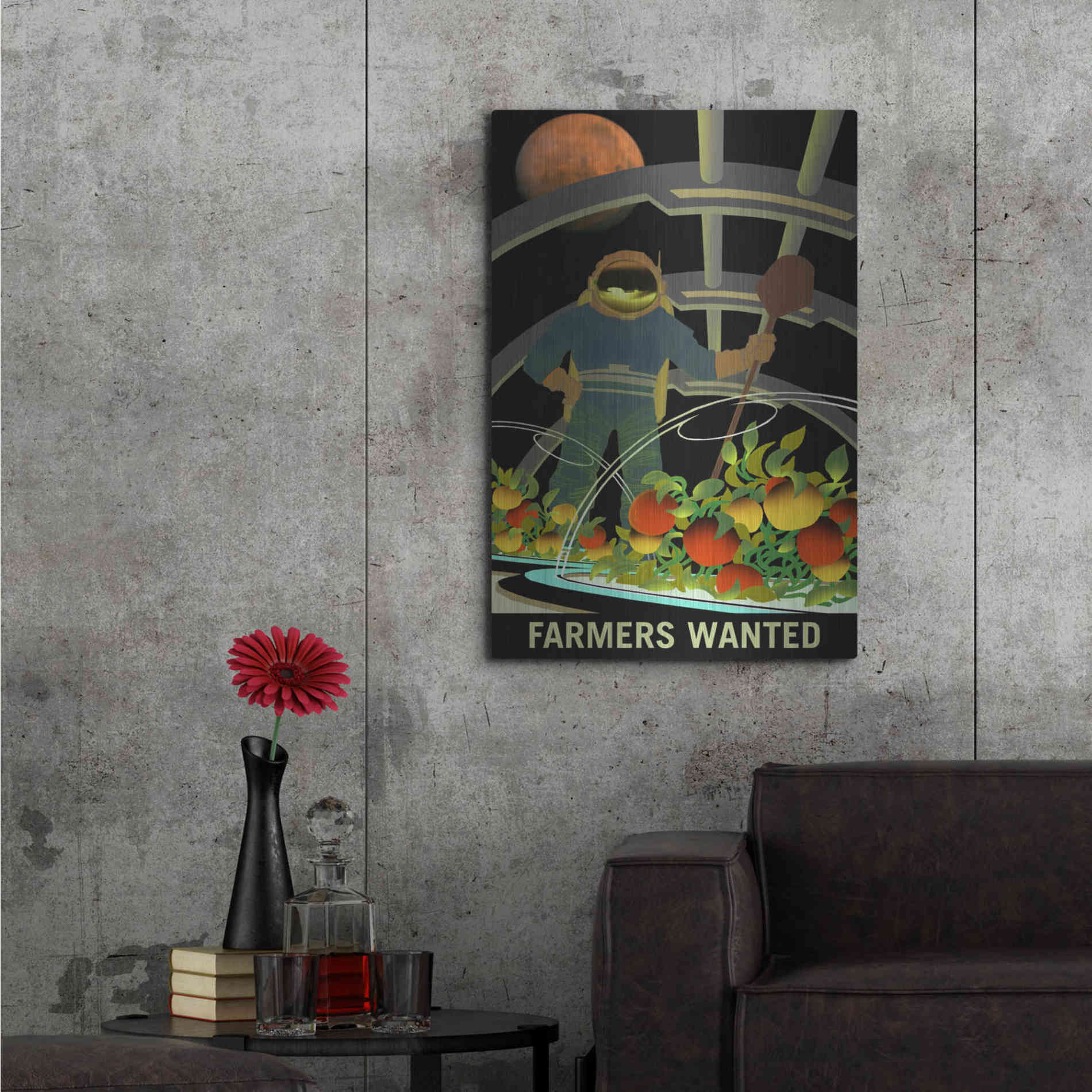 Luxe Metal Art 'Mars Explorer Series: Farmers Wanted' Metal Wall Art,24x36
