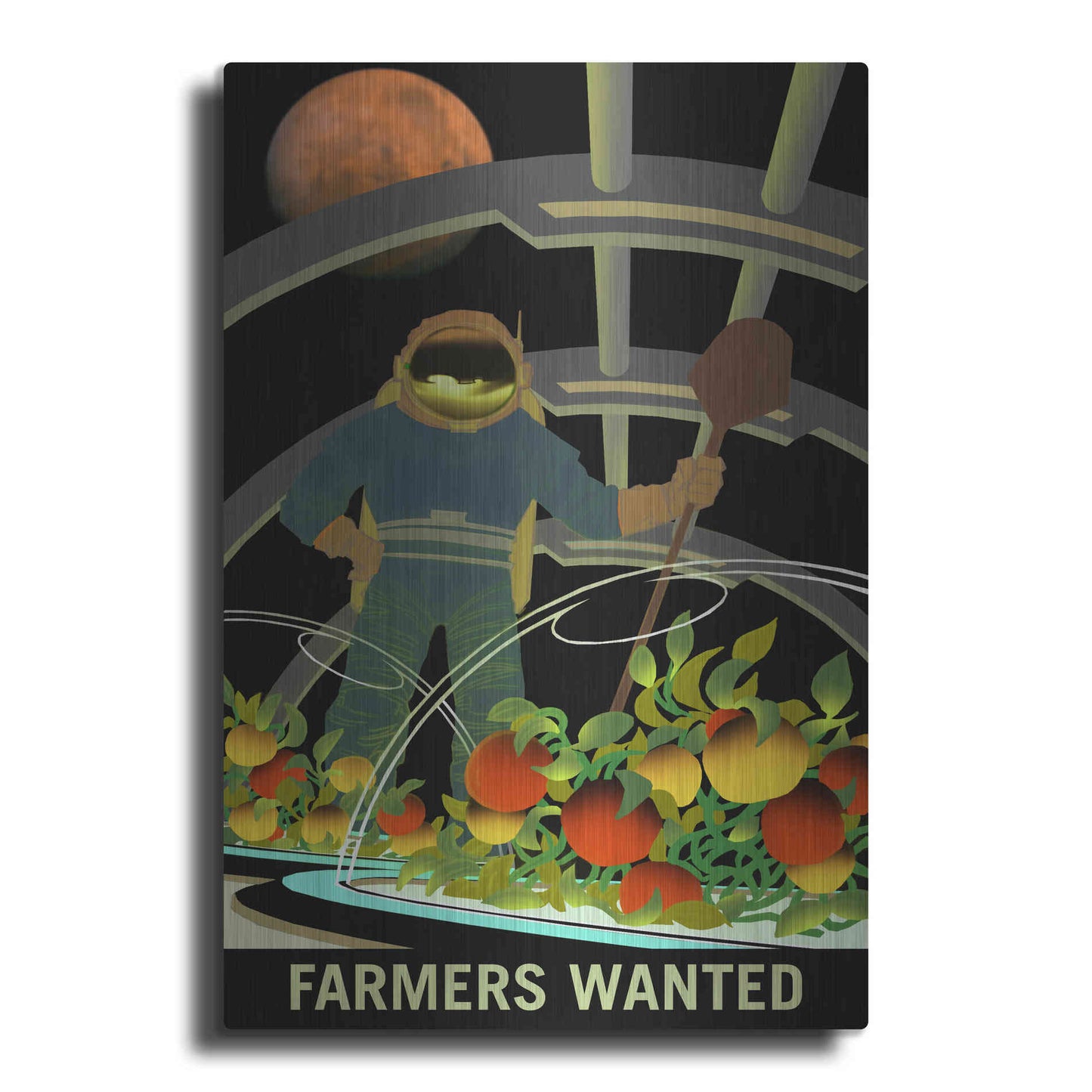 Luxe Metal Art 'Mars Explorer Series: Farmers Wanted' Metal Wall Art