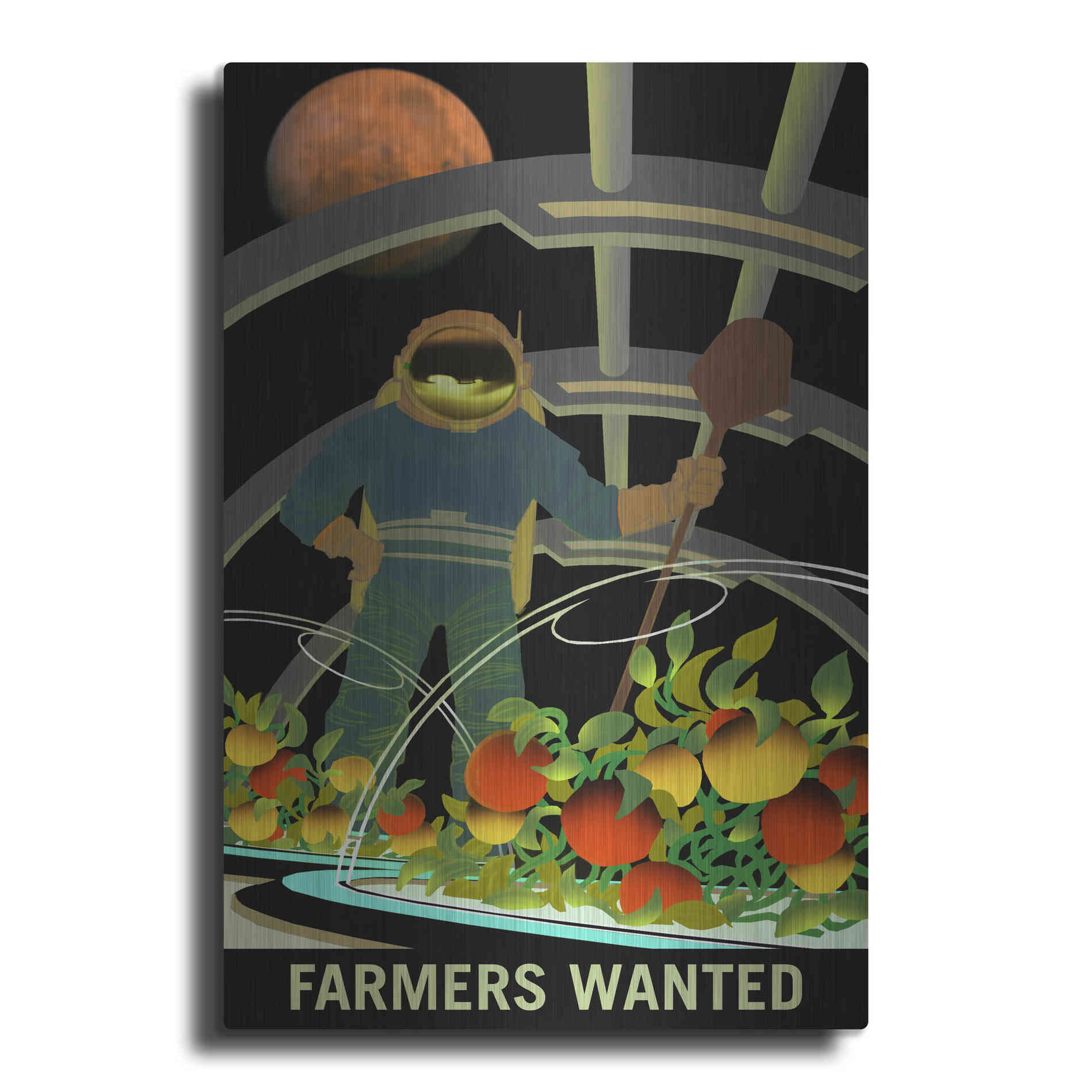 Luxe Metal Art 'Mars Explorer Series: Farmers Wanted' Metal Wall Art