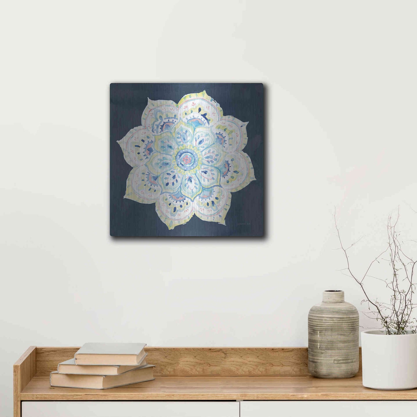 Luxe Metal Art 'Jaipur VI Navy' by Danhui Nai, Metal Wall Art,12x12