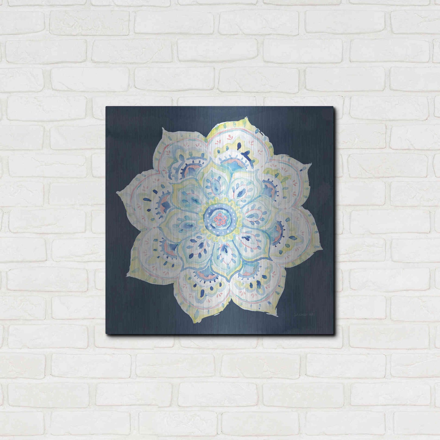 Luxe Metal Art 'Jaipur VI Navy' by Danhui Nai, Metal Wall Art,24x24