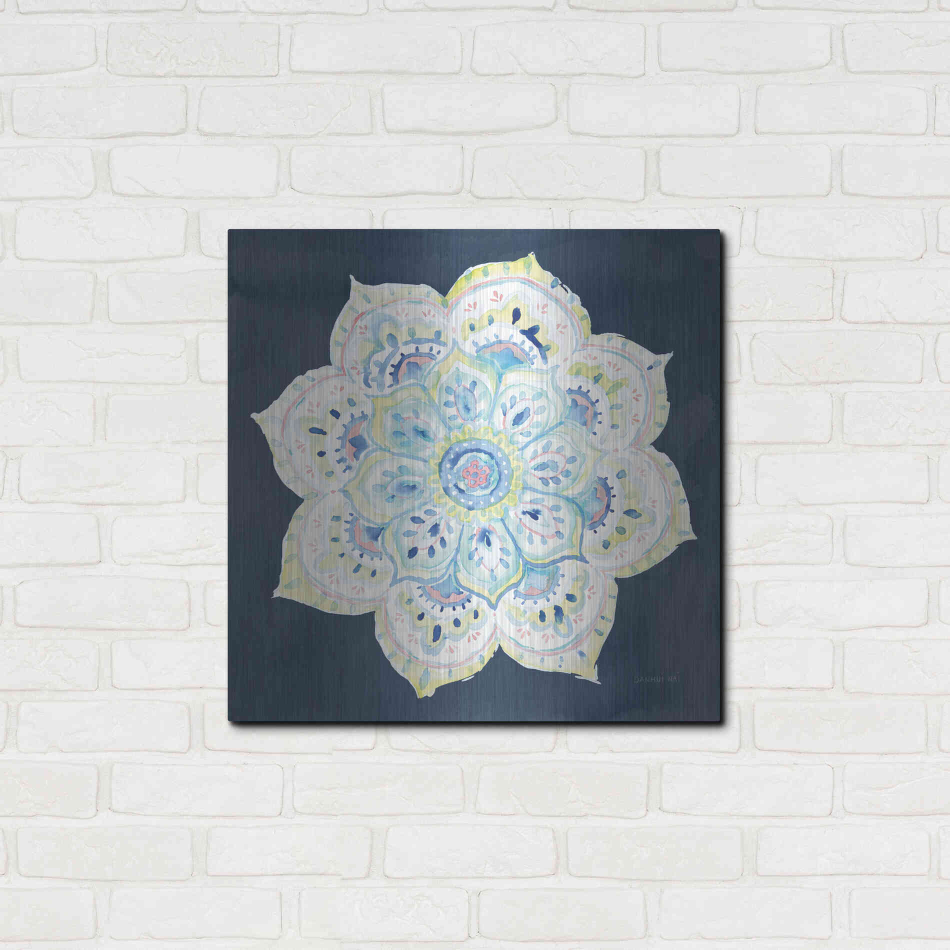 Luxe Metal Art 'Jaipur VI Navy' by Danhui Nai, Metal Wall Art,24x24