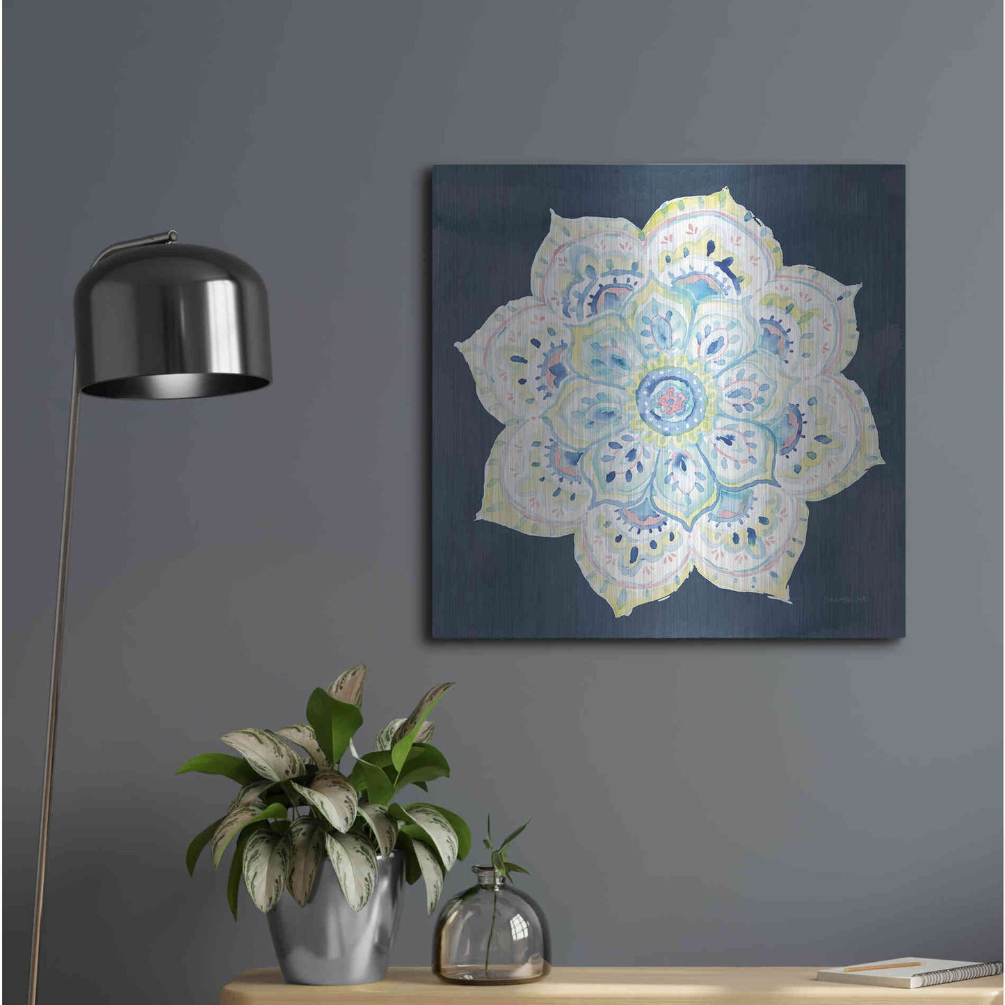 Luxe Metal Art 'Jaipur VI Navy' by Danhui Nai, Metal Wall Art,24x24