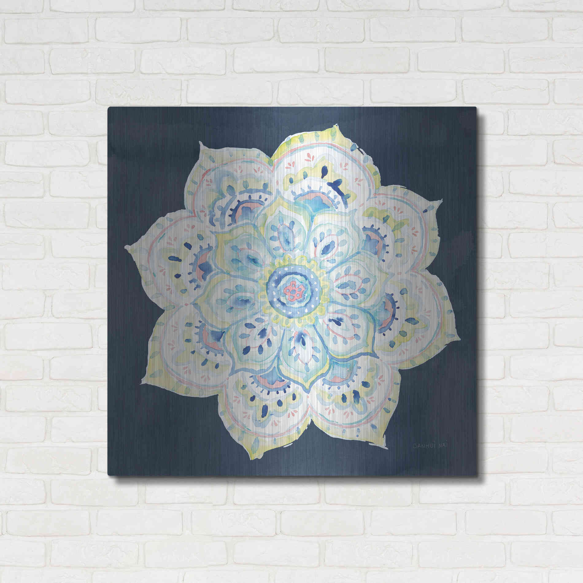 Luxe Metal Art 'Jaipur VI Navy' by Danhui Nai, Metal Wall Art,36x36