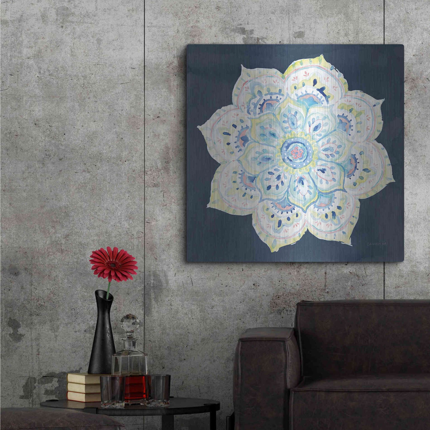 Luxe Metal Art 'Jaipur VI Navy' by Danhui Nai, Metal Wall Art,36x36
