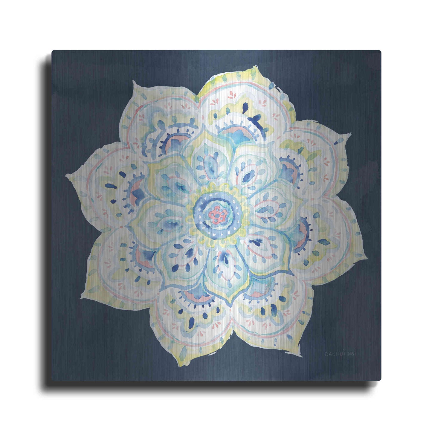Luxe Metal Art 'Jaipur VI Navy' by Danhui Nai, Metal Wall Art