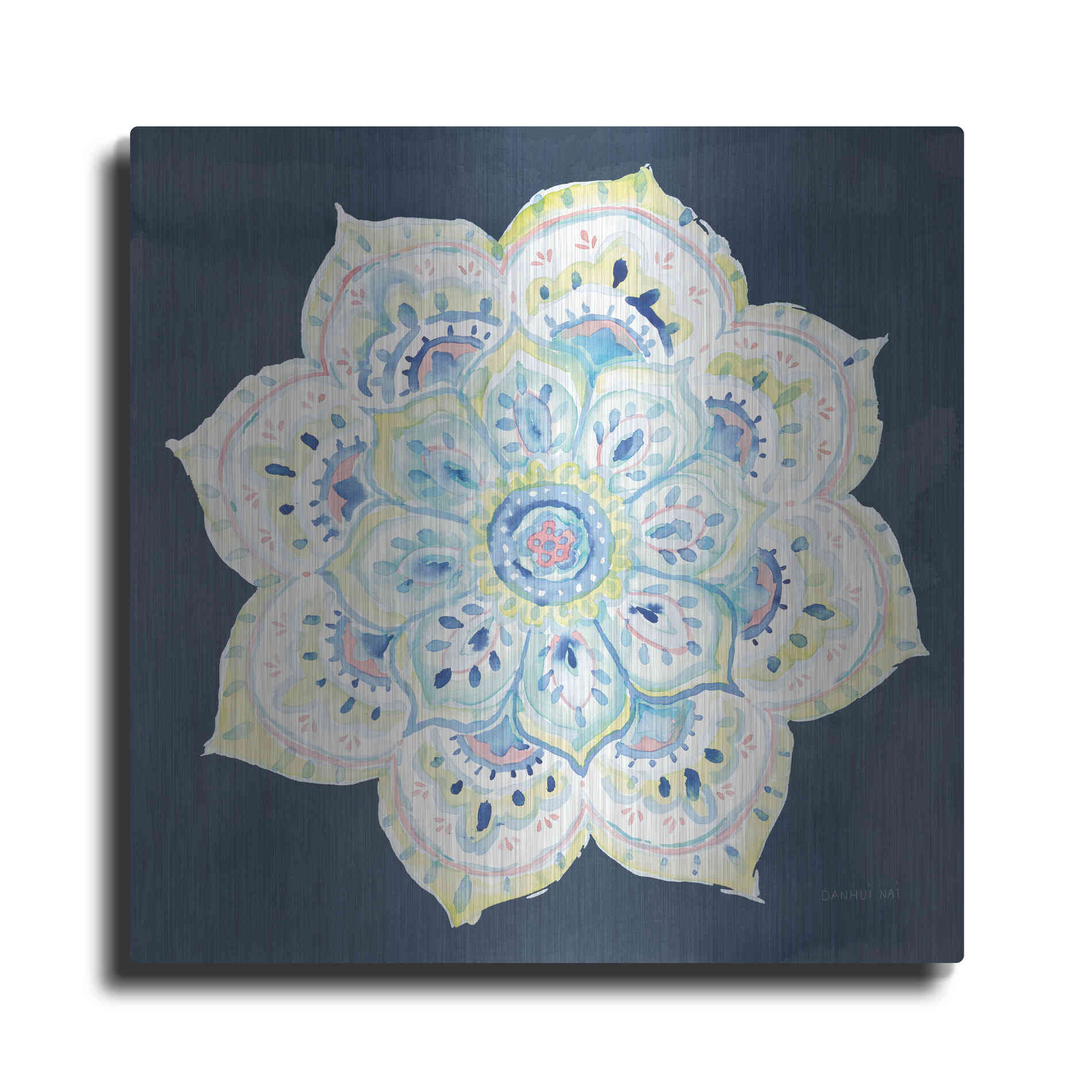 Luxe Metal Art 'Jaipur VI Navy' by Danhui Nai, Metal Wall Art