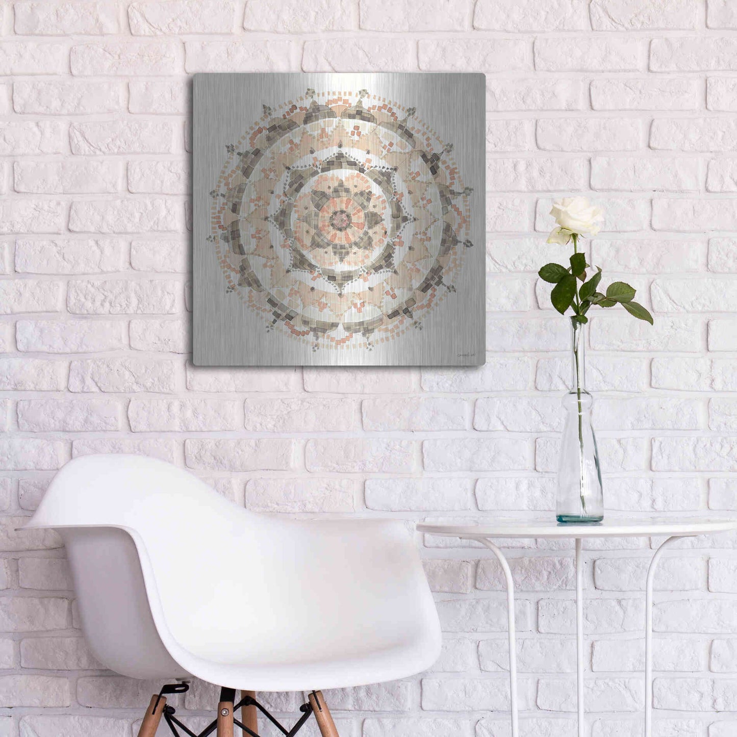 Luxe Metal Art 'Blush Mandala' by Danhui Nai, Metal Wall Art,24x24