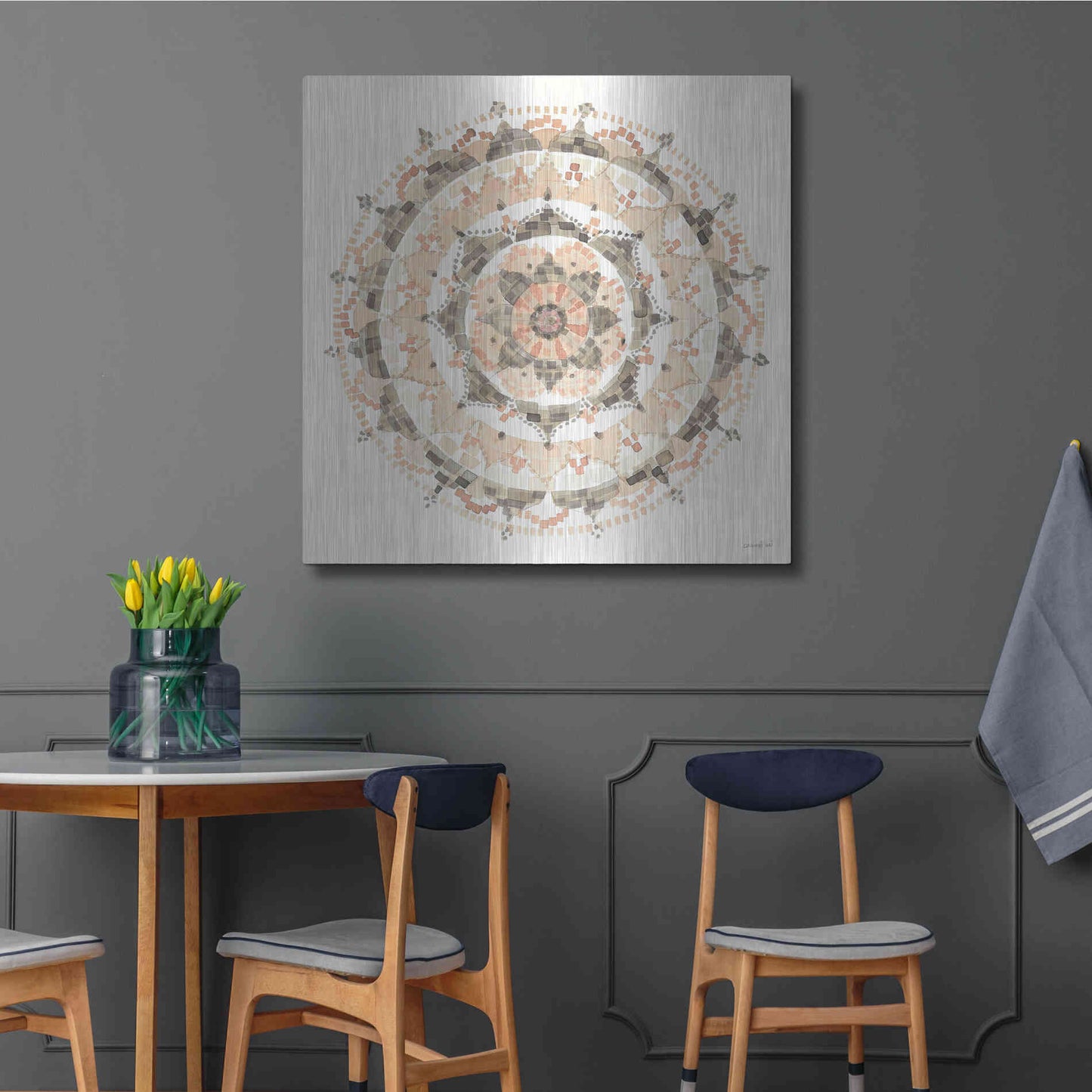 Luxe Metal Art 'Blush Mandala' by Danhui Nai, Metal Wall Art,36x36
